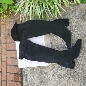 Tamaris Black Suede Boots Either Over the Knee or Folded Over 38